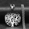 Tree of Life Stainless Steel Long Necklace for Men Black Color Necklaces & Pendants Jewelry cadenas para hombre N834S03