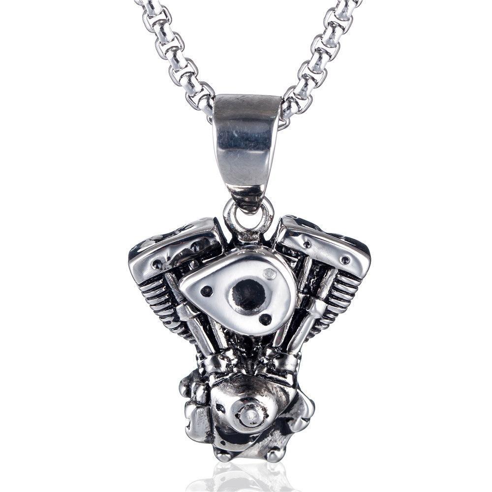 Double Sword Pirate Titanium Steel Pendant Vintage Halloween Skull Ghost Head Anchor Stainless Steel Necklace