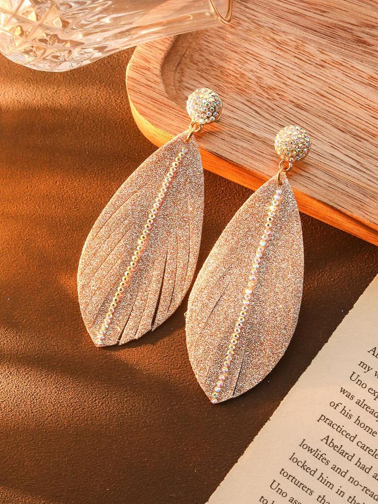 Diamond Sequin Earrings Premium Bohemian Exaggerated Leaf Feather Earrings Wind Earrings