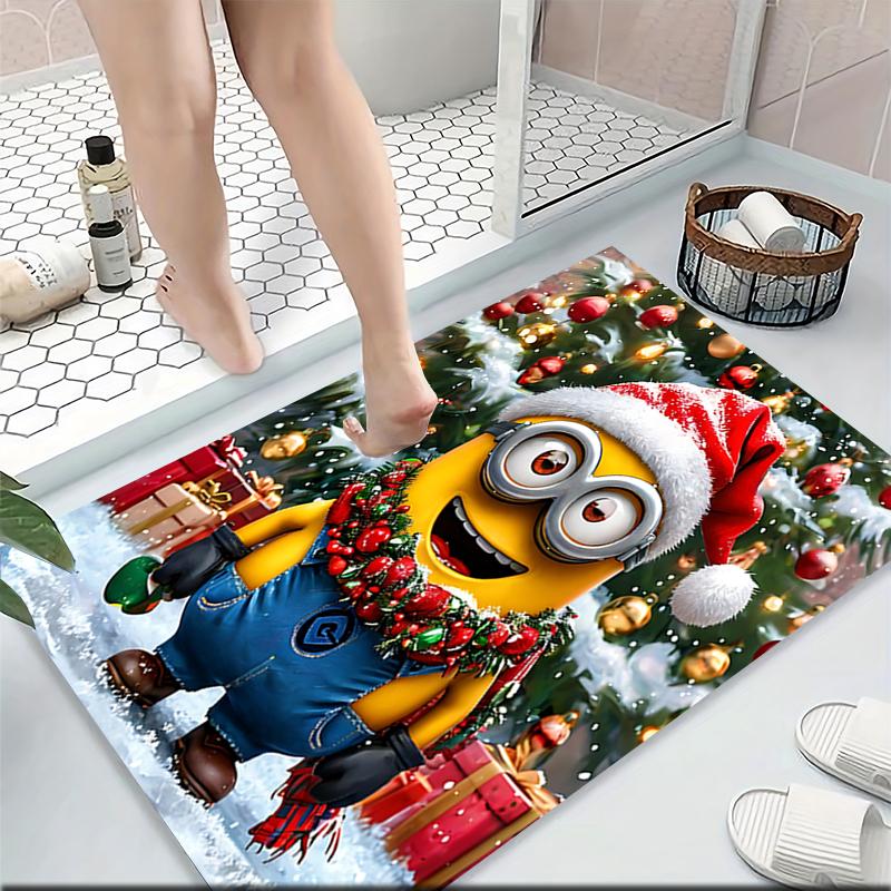 1Pc Christmas Minions Snowscape Carpet Rug Soft Washable Antislip Home Living Room Sofa Mats Personalized Christmas Rug