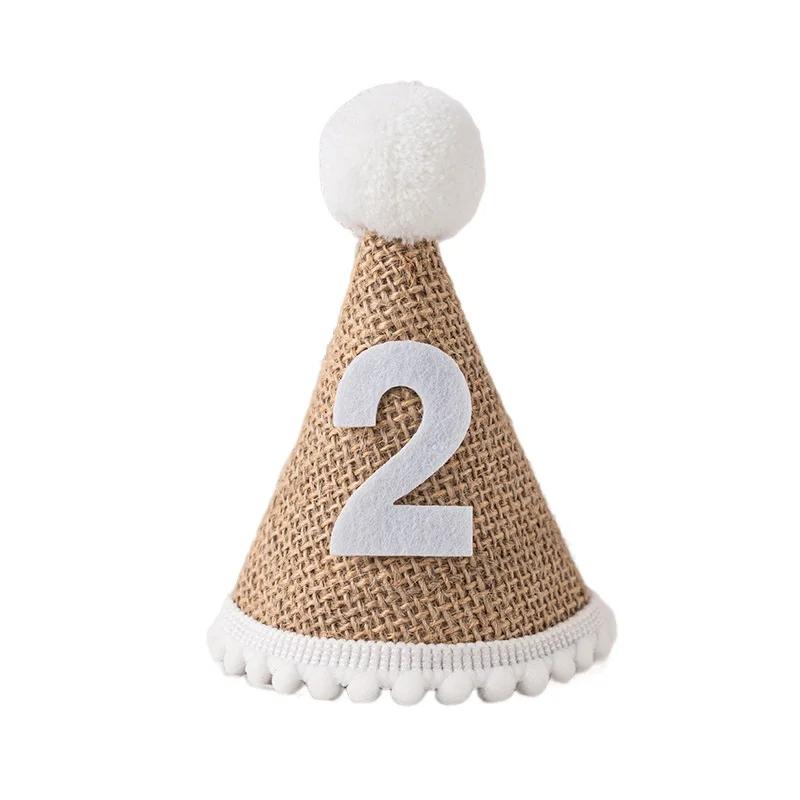 Ins Crown Happy Birthday Hat for Kids Durable Felt Fabric Celebration Headband Decorations Baby Birthday Wedding Party Supplies