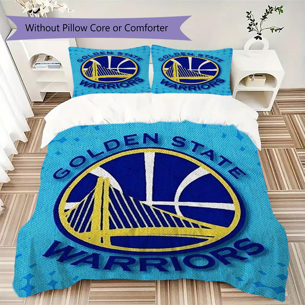 Golden State Warriors Pattern Bedding Uilt Set Uilt Cover Pillowcase Home Decoration Birthday Gift (1 * Duvet Cover + 2 * Pillowcase Without Core)
