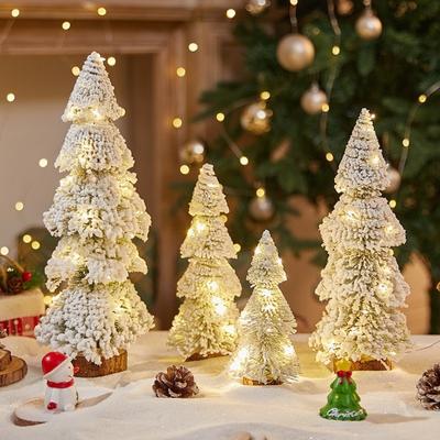 LED-Beleuchtung Weihnachtsbaum Miniaturgröße Schnee Reif Design Weihnachtsbaumschmuck Künstlicher Mini-Weihnachtsbaum Heimdekoration