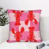 Pink Stripe Lobster Pillow Cover, Red Seafood Pattern Cushion Case For Living Room Bedroom Home Decor Gift Cushion Cover