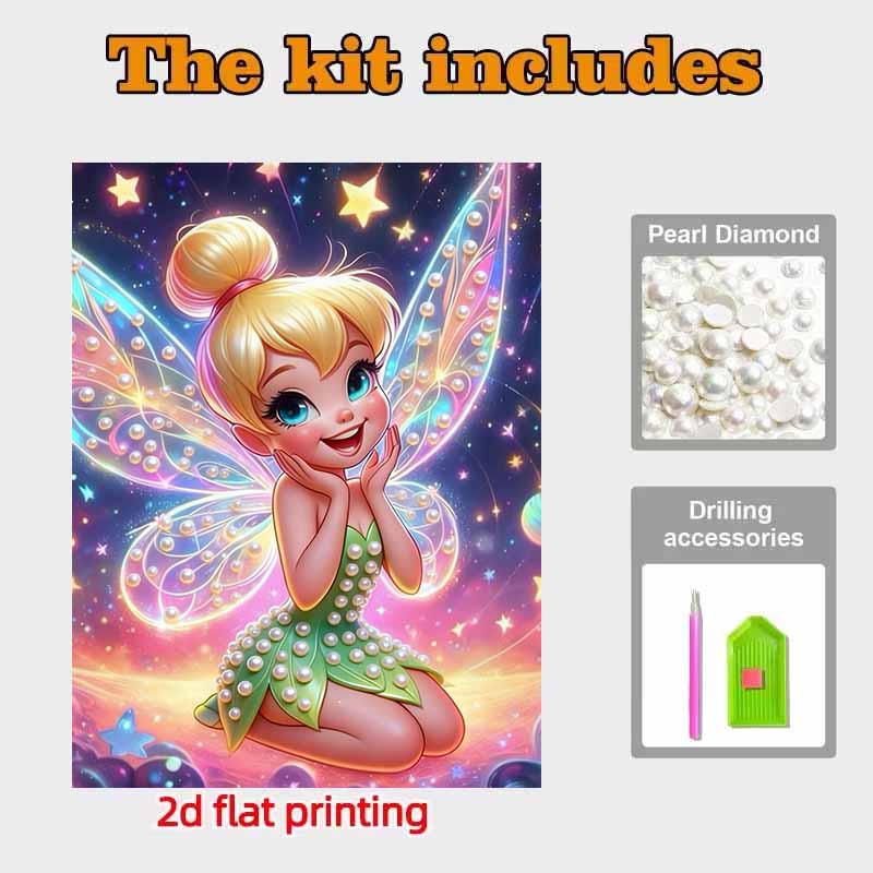 Disney Pearl Painting Set Tinker Bell with Pearls In The StarrySky Exquisite and Sparkling Artwork Perfect for Home Wall Decoration and Handmade Gifts