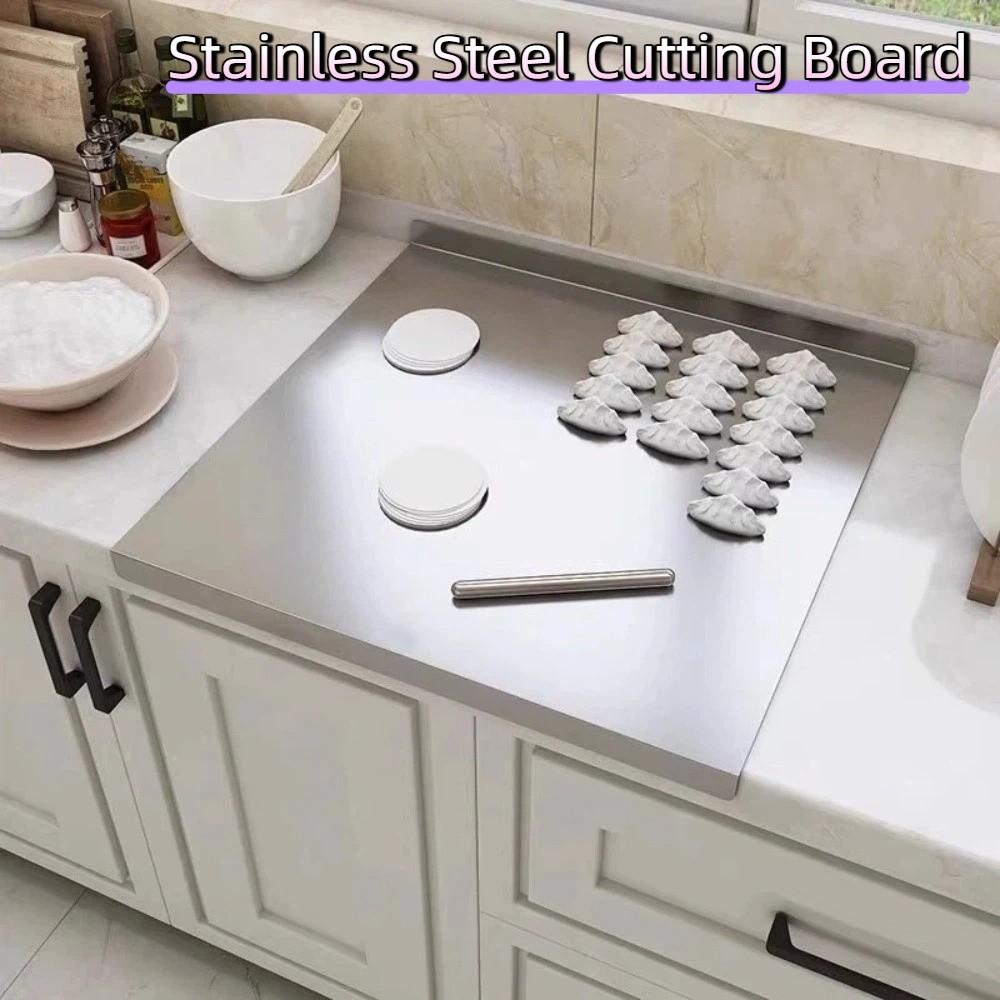 Thickened Stainless Steel Cutting Board Double-Sided Dough Board Chopping Board Dough Prep