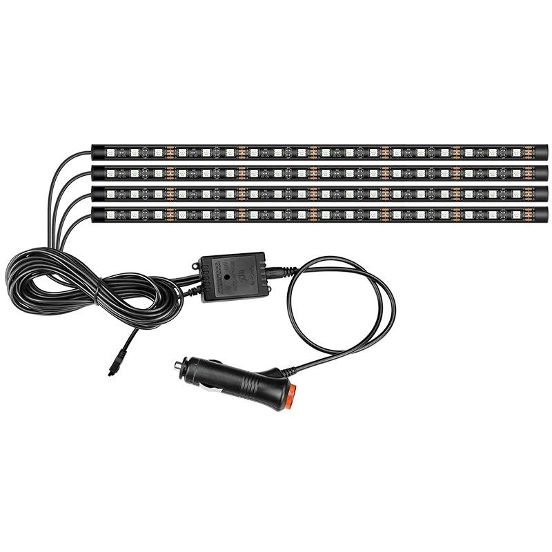 LED Car Ambient Lighting Kit: Neon Footwell Strip Lights, USB/App Remote Music Sync RGB Decorative Lamps