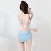 One-piece Swimsuit Women's Suspender Plaid Print Swimsuit Japanese Cute Pure Desire Flat Angle Swimsuit
