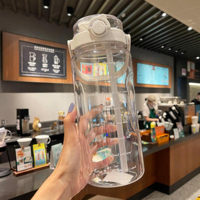 Outdoor high-value portable water cup Plastic cup with straw Double drinking cup