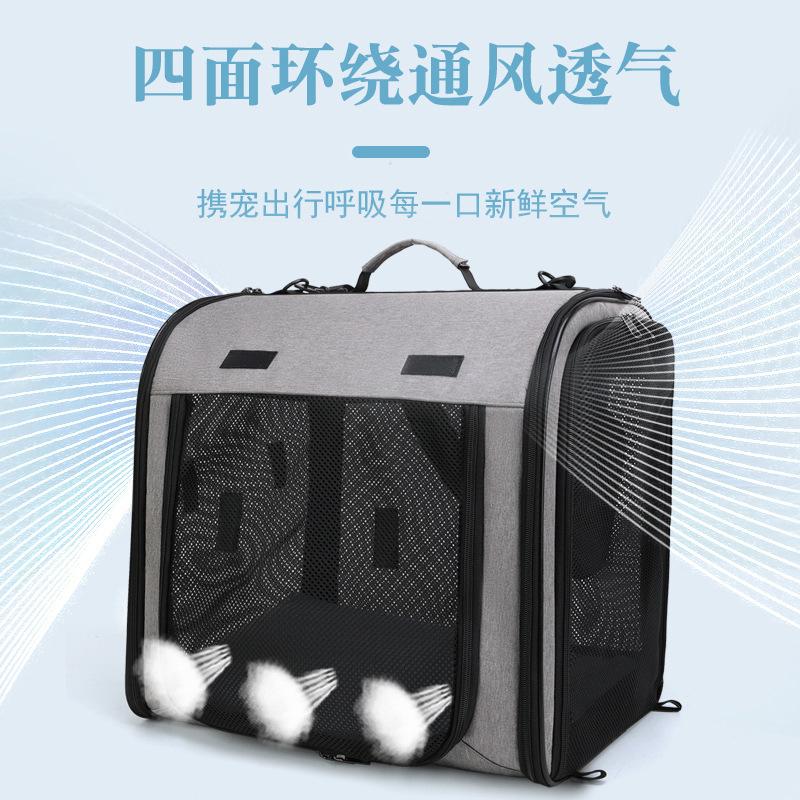 Large Portable Pet Backpack Travel Out Portable Cat Dog Backpack Breathable Cat Bag серый