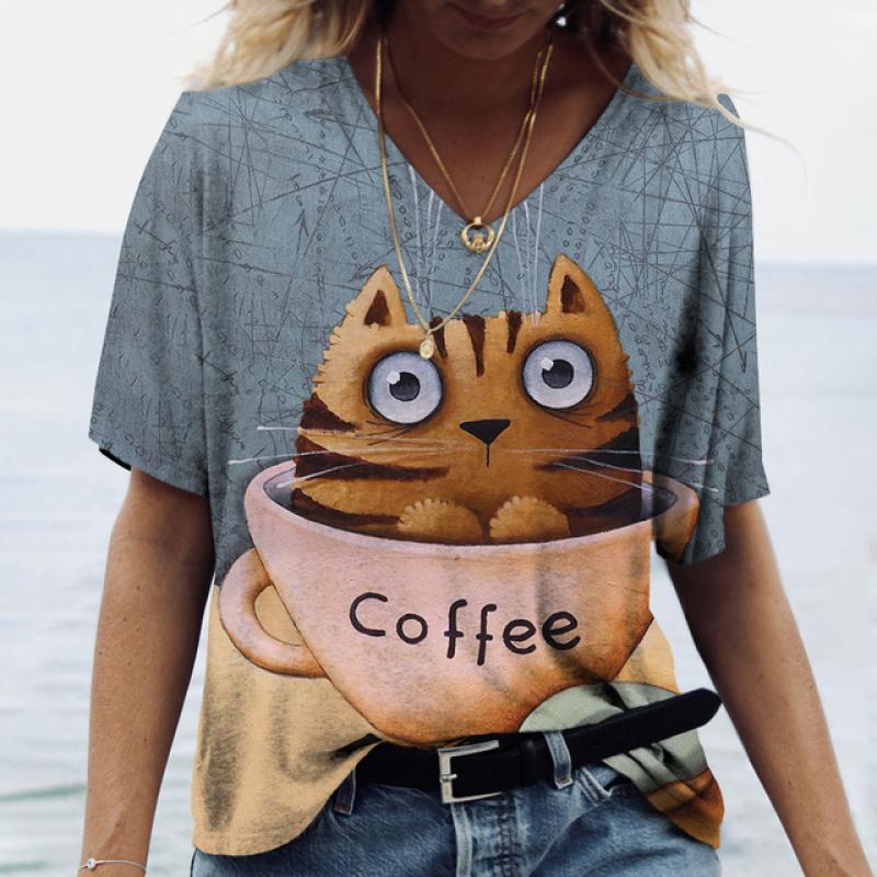 2023 Îmbrăcăminte de vară Tricouri pentru damă Tricou cu imprimeu 3d pentru femei Topuri cu mânecă scurtă 5xl Pulover cu decolteu în V Kawaii Tricouri pentru fete Nou