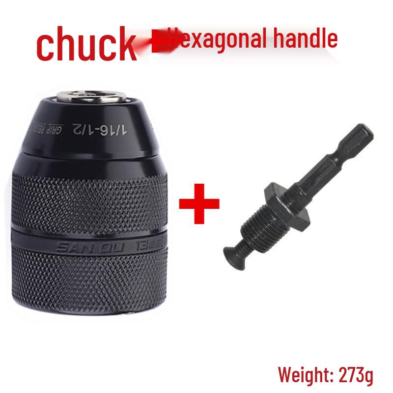 All-Metal 1/2-20UNF Three-Jaw Chuck for Electric Screwdriver, Hammer, and Wrench (2-13mm).