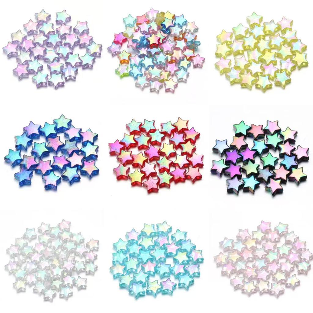 100pcs/Lot AB Plated Pentagram Star Acrylic Beads For Jewelry Making Five Pointed Star Beads DIY Bracelet Necklace Loose Beads