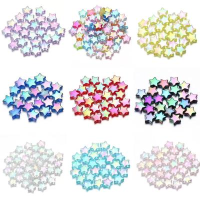 100pcs/Lot AB Plated Pentagram Star Acrylic Beads For Jewelry Making Five Pointed Star Beads DIY Bracelet Necklace Loose Beads