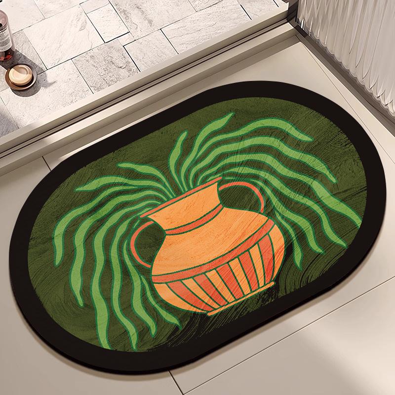 Bathroom Toilet Absorbent Floor Mat Bathroom Door Dirt Resistant Quick Drying Anti Slip Mat