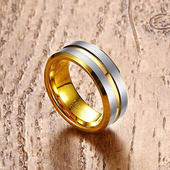 Rockyu Brand Popular Tungsten Ring for Simple Size Fashion Durable and Luxurious Men, 8mm, 10, Accessory,