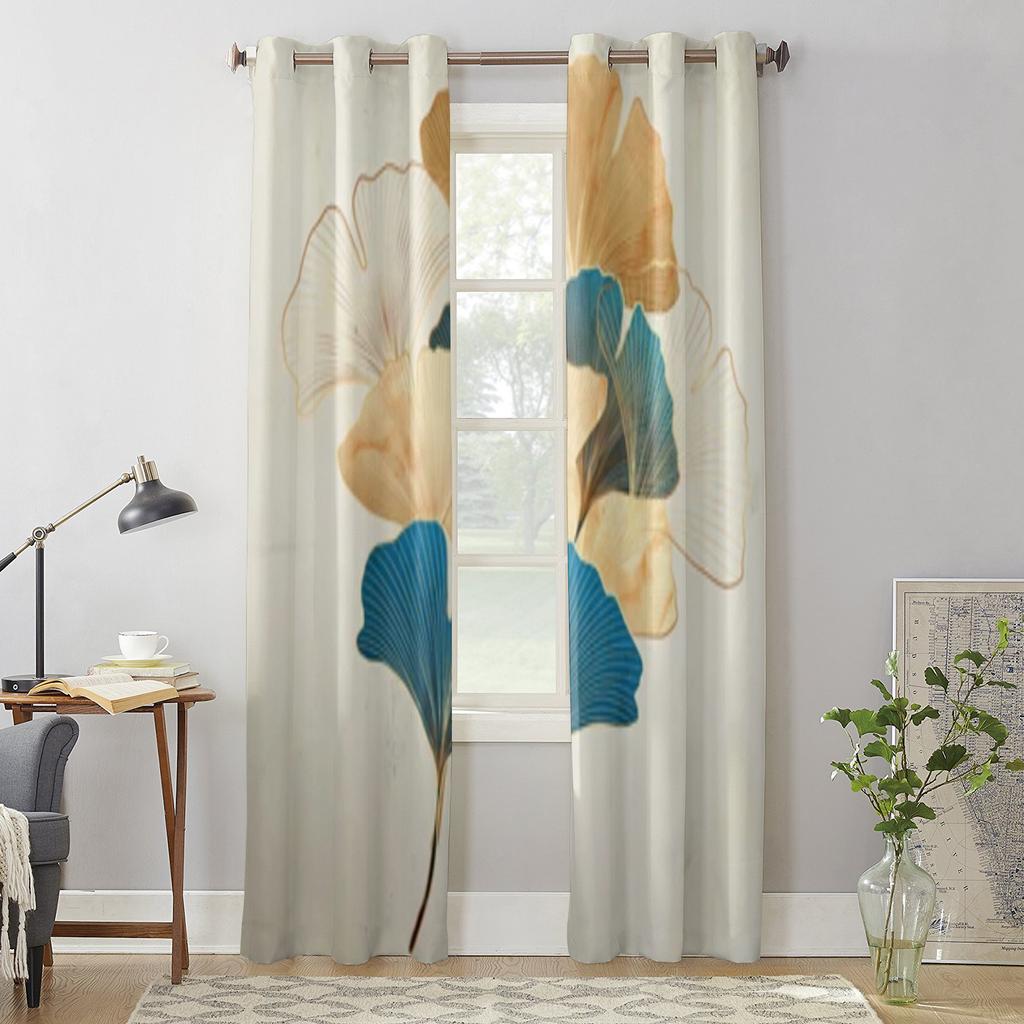 Ginkgoblätter im Vintage-Stil Fenstergardinen für Wohnzimmer Küche Moderne Vorhänge Heimdeko Jalousien Vorhänge