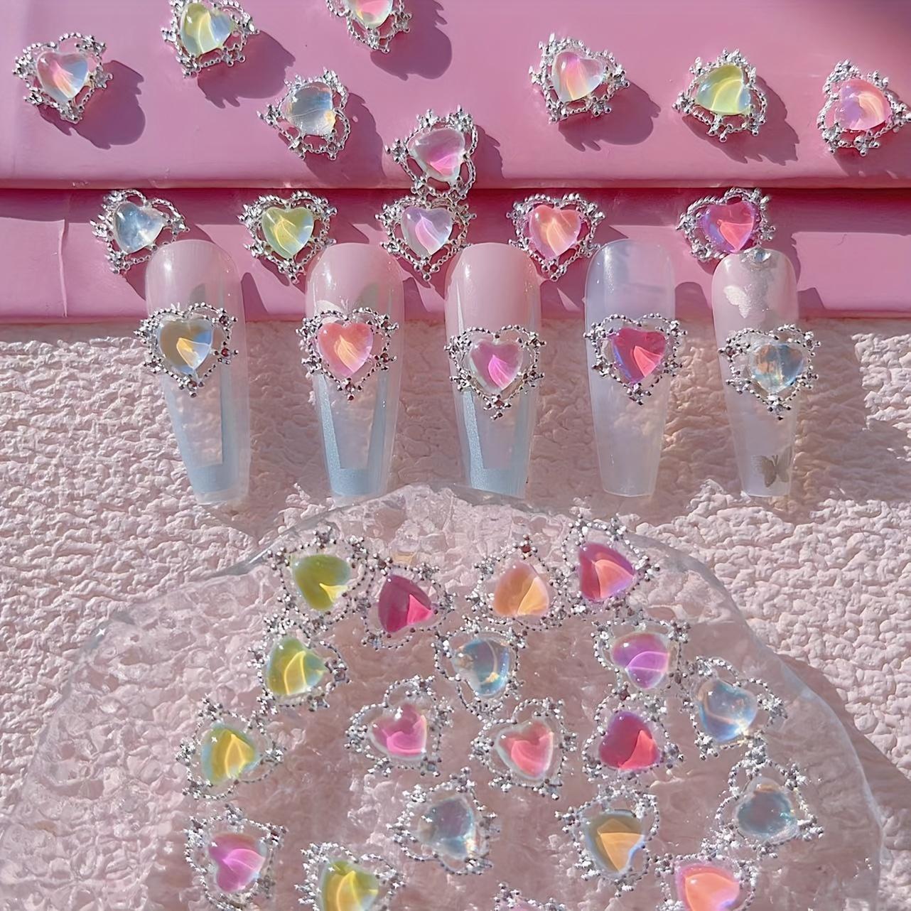 

10 шт., подвески для ногтей из сплава со стразами для ногтей в форме сердца, аксессуары для дизайна ногтей, принадлежности для дизайна ногтей для женщин и девочек, украшения для ногтей