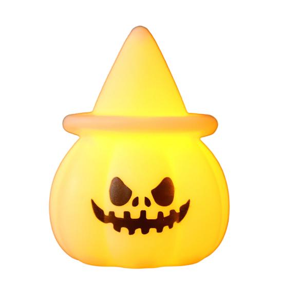 Halloween Pumpkin Night Light, LED Light-up Witch Hat Pumpkin, Spooky Cartoon Pumpkin Table Lamp for Holiday Party Decoration