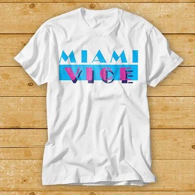 230 Gsm 100% Bomull Miami Vice T-shirt Archer Retro Vintage Neon 80-tal Gåva Retrowave Synthwave Sonny Crockett Rico Tubbs T-shirt 2091