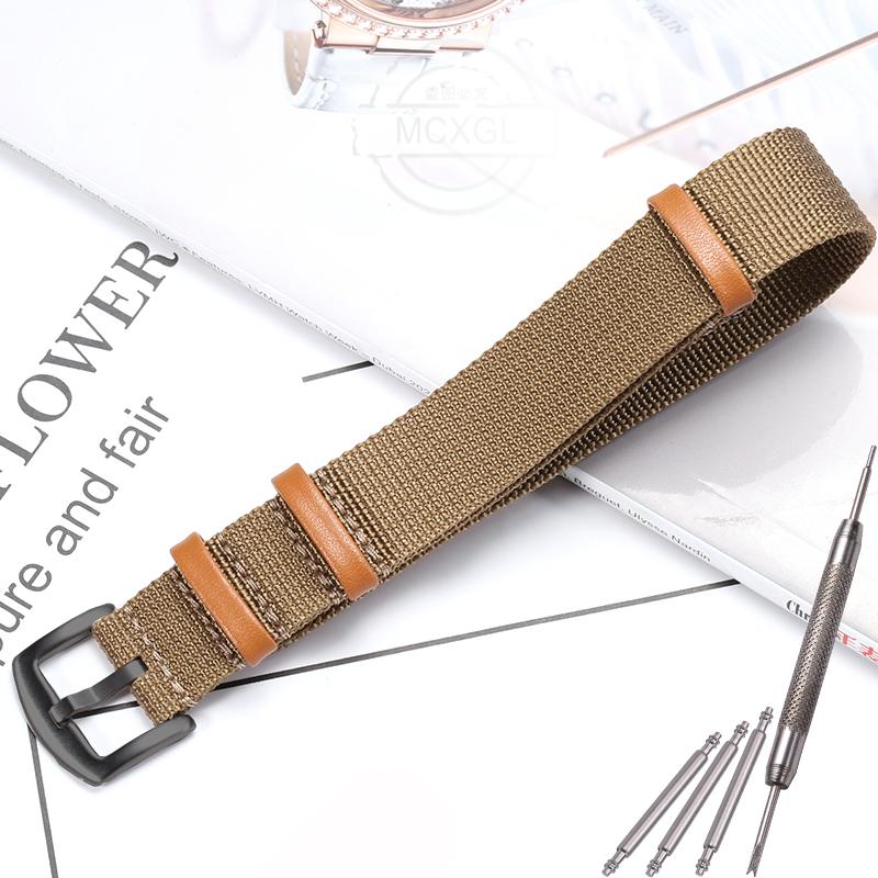 20mm 22mm Fashion Nylon Catch Leather Strap Men Women Canvas Watchband Bracelet Replacement Wrist Watch Accessories
