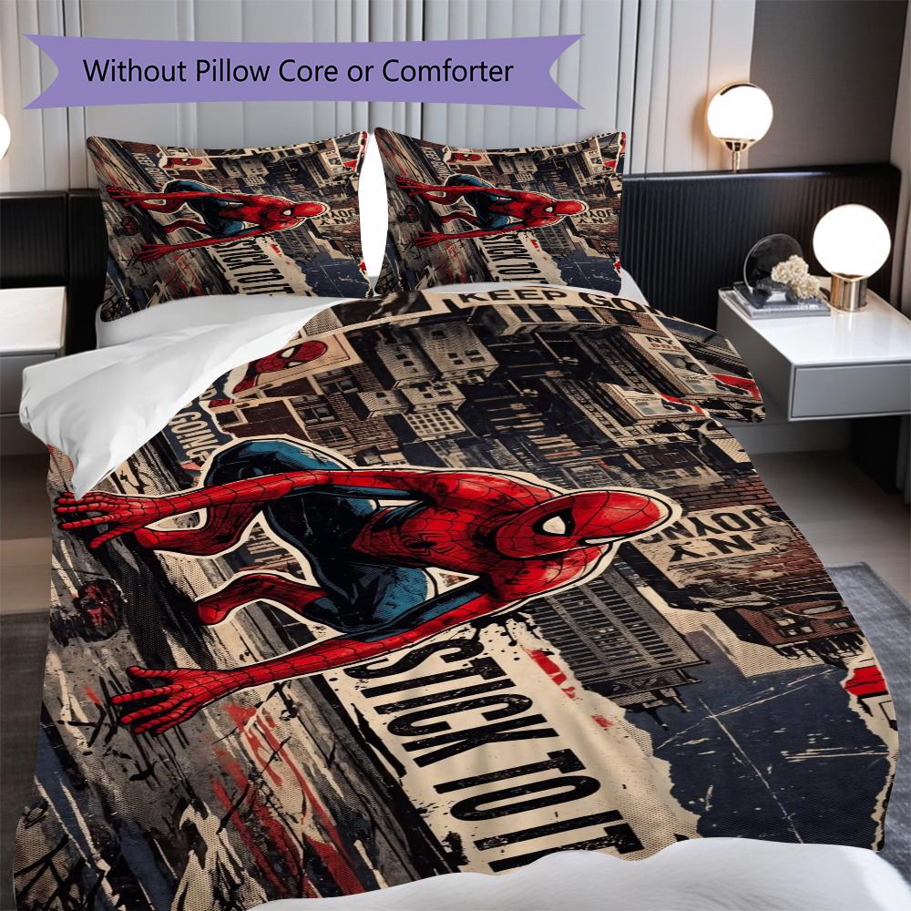 1PC Spider-Man pattern Bedding Quilt Set Quilt Cover Pillowcase Home Decoration Birthday Gift (1 * duvet cover + 2 * pillowcase, without core)