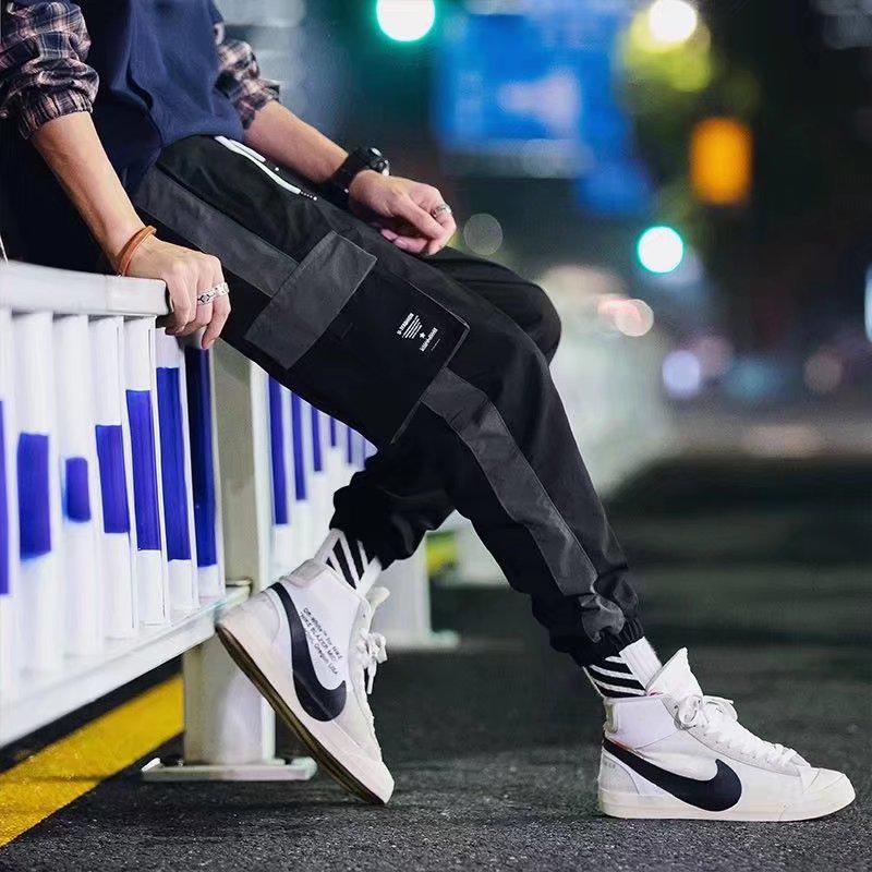 Men's Korean Style Multi-Pocket Jogger Cargo Pants - Spring/Summer Casual Long Pants for Students & Teens