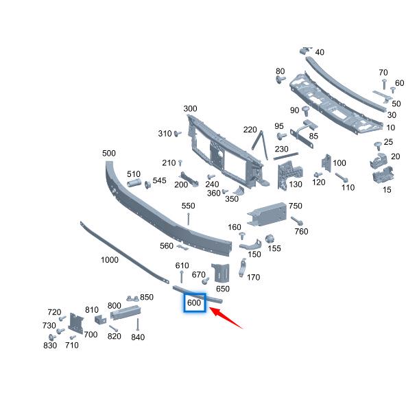Mercedes-Benz C-Class W206 Front Bumper Lower Crossmember 2066201900