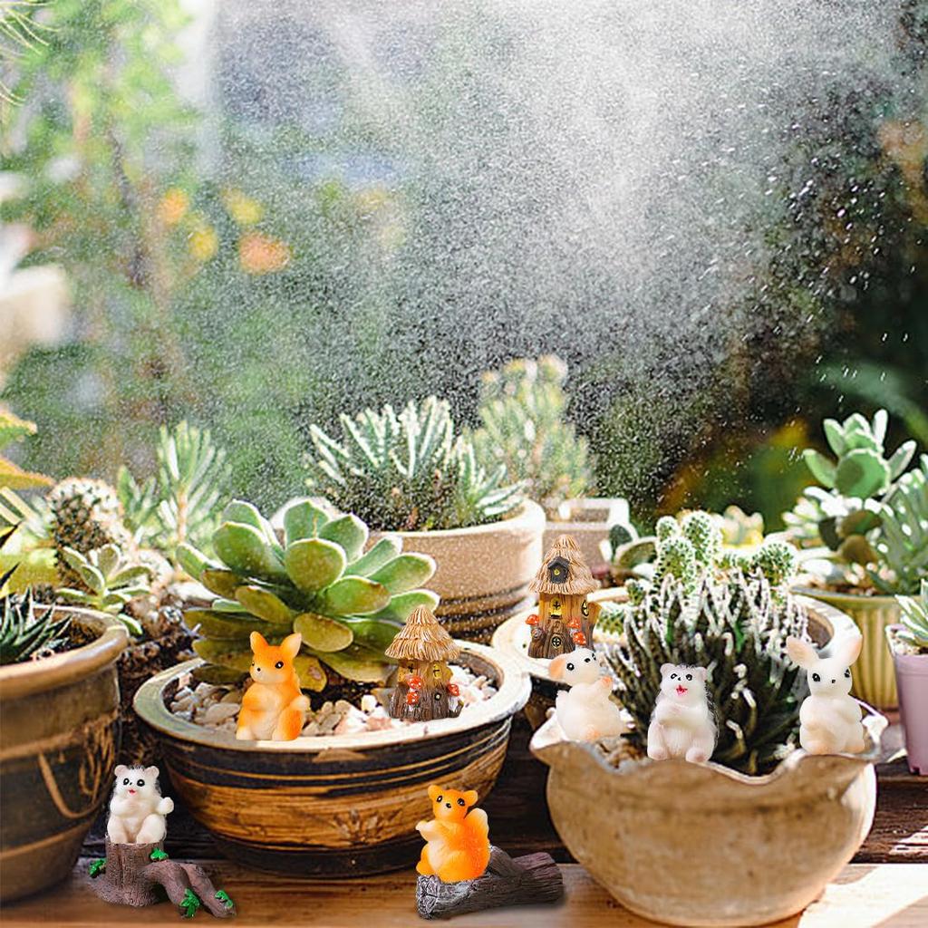 Voyyphixa Miniature Animal Set of and Rabbit Cute Decorative Micro Landscapes for Bonsai and Mini Scenery Collections 10, Hedgehog, Squirrel,