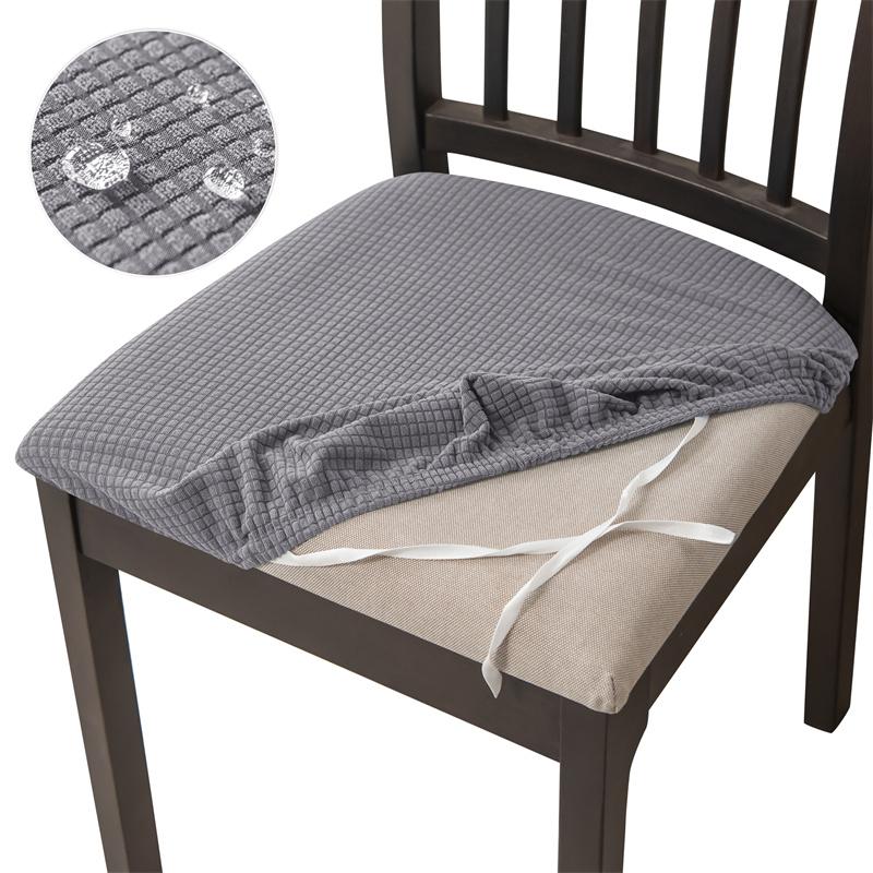 Jacquard Dining Chair Cushion Cover Solid Color Water Repellent Chair Slipcover Dustproof Anti-slip Seat Cover for Living Room