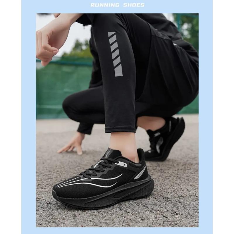 Men's Running Shoes Breathable Mesh Lace-up Athletic Sneakers Lightweight Cushioning Sports Footwear