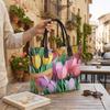  Tulip Pattern Casual Tote Bag Large Capacity Fashion Daily Shopping Shoulder Handbag