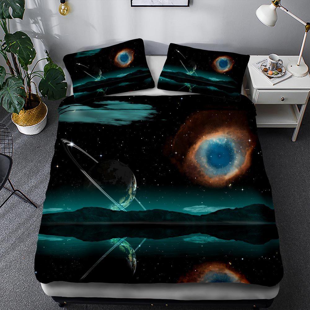 3D Digital Printing Space Star Ebay Three-piece Quilt Cover Pillowcase
