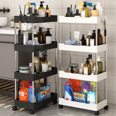 Rolling Livingroom Movable Slide Storage 3/4 Rack Storage Shelf Utility Kitchen Rack Shelf Organizer Tier Slim Bathroom Cart