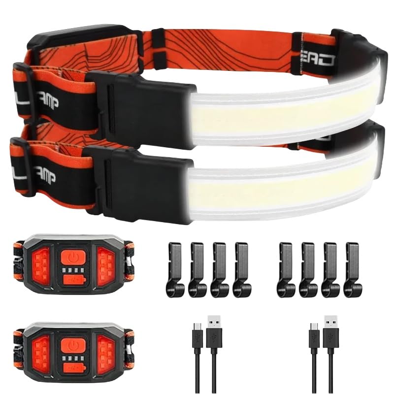 Angle LED USB COB Lamp Bright 3 Lighting 3 Warning Light Battery Level Super Ideal for Outdoor Use Ultra-Wide Headlight, Rechargeable, Beads,