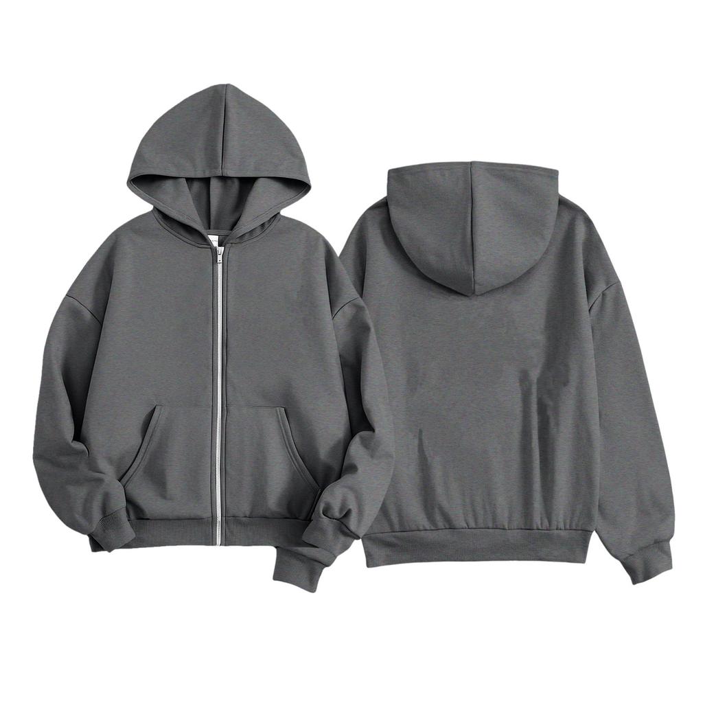 Leichter Kapuzenpullover mit Reißverschluss für Mädchen mit Taschen, Langarm, Farbe, Lässiges Oberteil für den Alltag