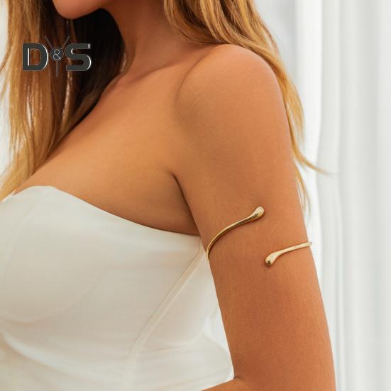 Women Arm Bracelet Liquid State Arm Cuff Adjustable Opening Design Bangle Retro Style Arm Jewelry Gift