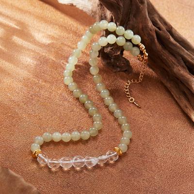 Natural White Crystal Hetian Jade Necklace Women'S Clavicle Chain Set S925 Sterling Silver Xiaohongshu New Earrings