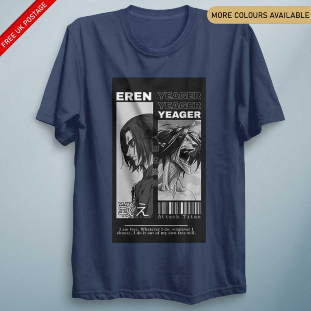 Eren Attack Profile AOT Anime Inspired T Shirt Funny Cosplay Top Unisex S