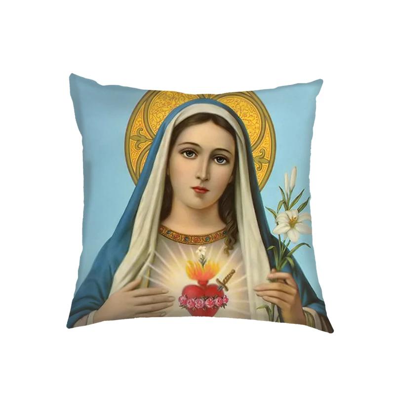 

Lady of Guadalupe Virgin Mary Cushion Covers Holy Mary Oil Painting Pillowcases Bedroom Office Pillowcase Throw Pillow Cover 12x12Inch