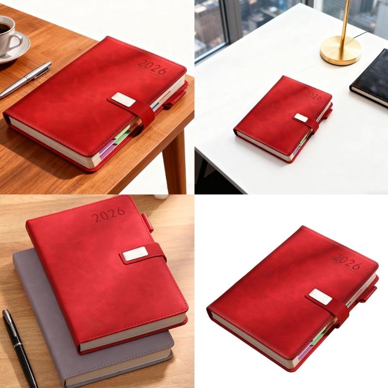 Agenda 2026 con 400 Pagine Datate Chiusura con Bottone Magnetico Rivestimento in PU Quaderno Journal Accademico per la Pianificazione Giornaliera