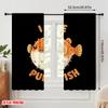 2pcs 2D Flat Printing Window Curtains Cute Pufferfish Design Polyester Without Electricity Birthday Party for All Season