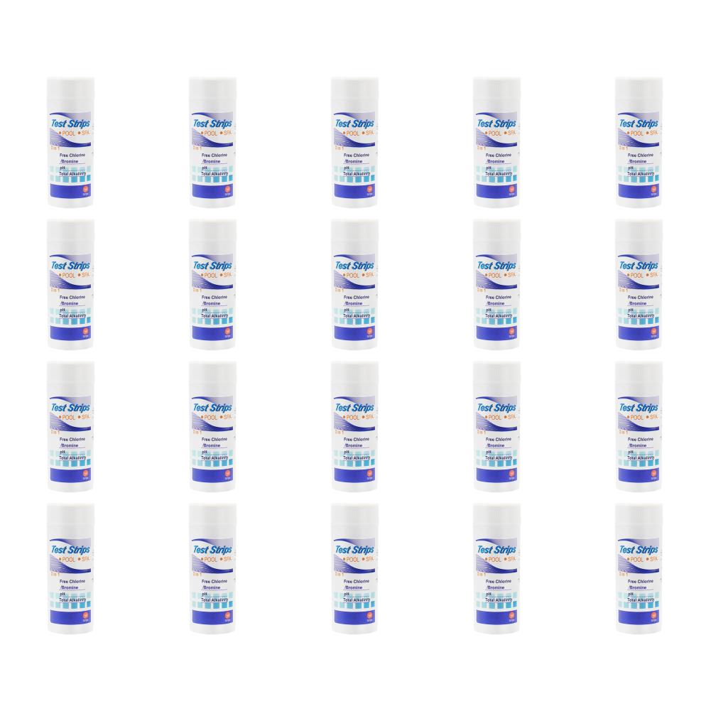 

50pcs 3-in-1 Test Strips Pool Residual Chlorine PH Value Alkalinity Test Strip