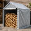 Grey Waterproof UV‑Resistant Portable Storage Shed, Galvanized Steel Frame Roll‑Up Zipper Garden Tent for Bikes Firewood Tools