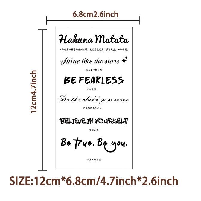 Black and White English Letter Tattoo Stickers Waterproof Party Gift Funny Fun High-end Face Stickers