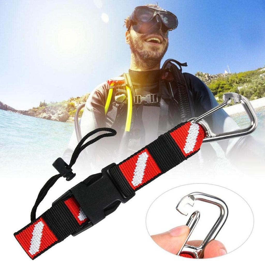 Scuba Lanyard Clip with Webbing Strap Quick Release Buckle Nylon Scuba Diving Lanyard Strap AntiLost Lanyard Strap