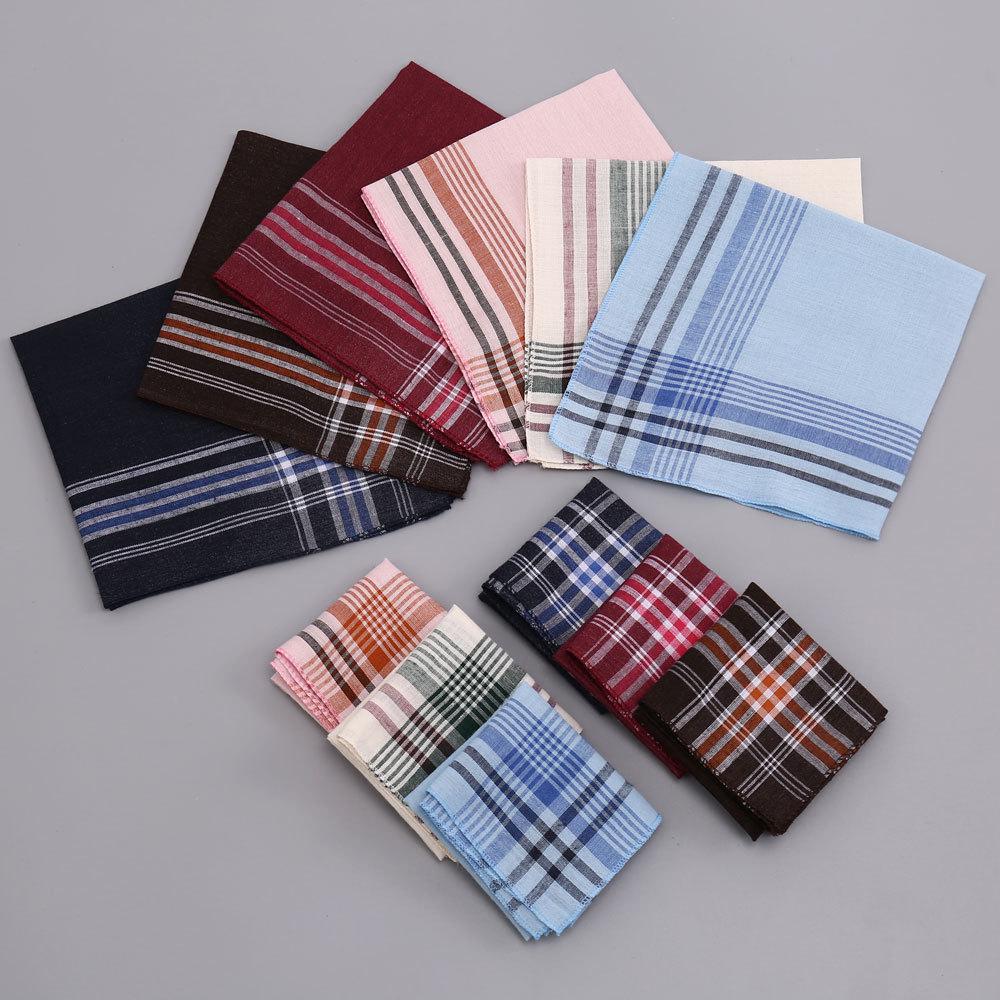 Men's Classic Light Plaid Stripe Polyester Handkerchief Series