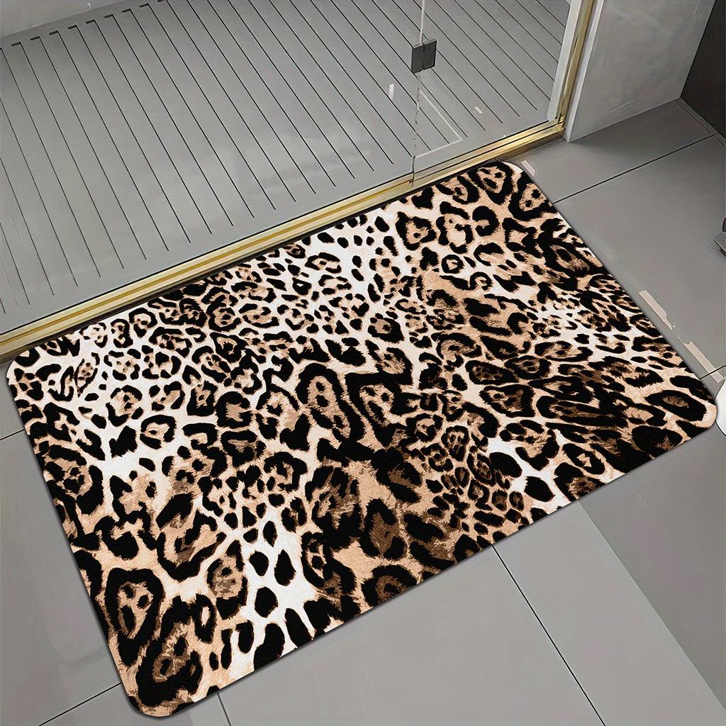 1pc 2D Flat Leopard Print Wild Animal Fashion Flannel Area Rug Non Slip Trendy Decor Carpet For Living Room Bedroom Floor