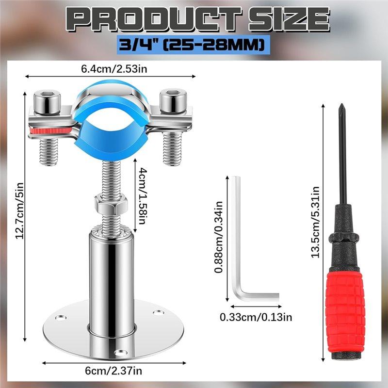 ABWR-For OD 3/4"(25-27Mm) Adjustable Height(50-100Mm) 8 Pcs 304 Stainless Steel Pipe Supports Wall Mount Ceiling Mount Bracket