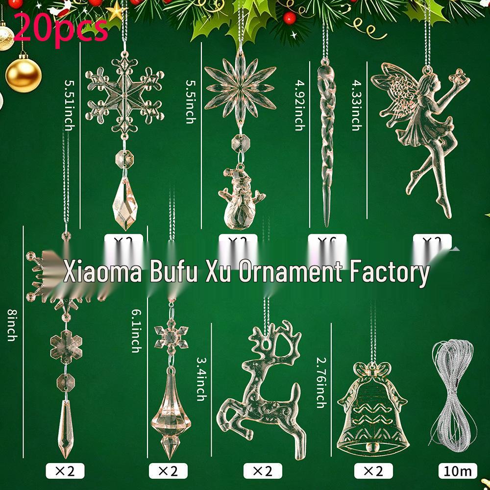 20-piece Fairy Snowflake & Reindeer Bell Set for Christmas Tree and New Year Decor